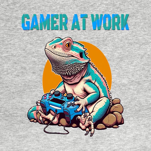 Busy Dragon Gamer Video Game Gecko Lizard by fantastic-designs